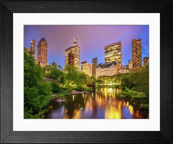 Framed Print : Central Park at Twilight illuminated, New York City, USAPlaza Hotel & Framed Print : Central Park at Twilight illuminated, New York City, USAPlaza Hotel &