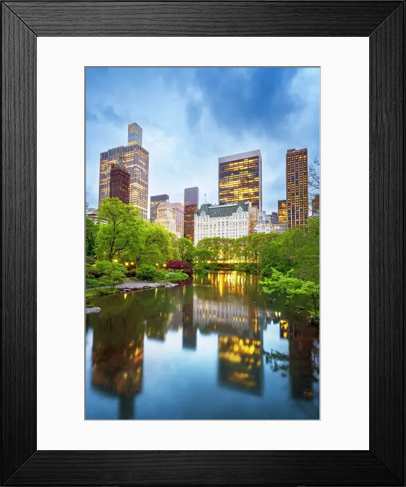 Framed Print : Central Park at Twilight illuminated, New York City, USAPlaza Hotel & Framed Print : Central Park at Twilight illuminated, New York City, USAPlaza Hotel &