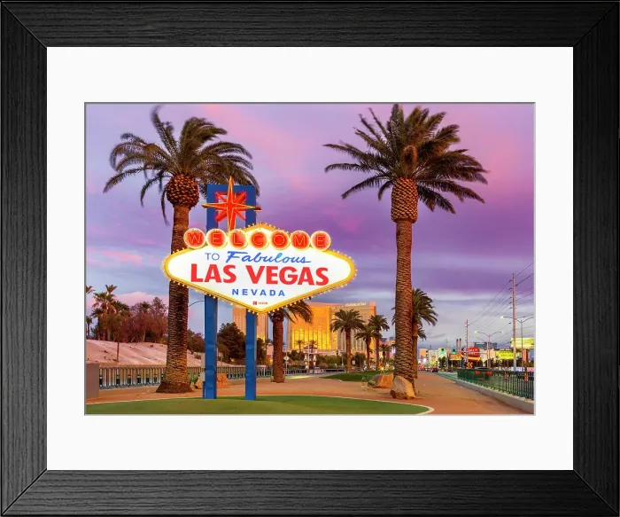 Framed Print : Las Vegas Famous Welcome Sign, Illuminated, Neon, Las Vegas, Nevada, USA Framed Print : Las Vegas Famous Welcome Sign, Illuminated, Neon, Las Vegas, Nevada, USA