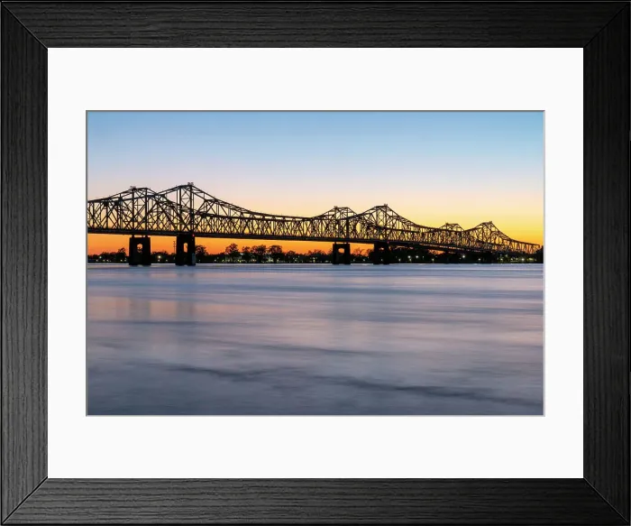 Framed Print : Natchez-Vidalia Bridge over the Mississippi River at Sunset, Natchez, Mississippi, United States, USA