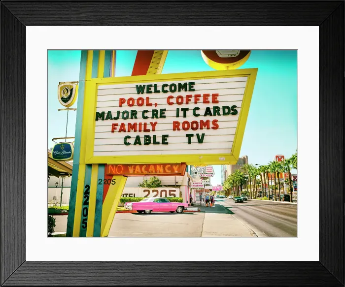 Framed Print : Holiday House Motel with Wedding Chappel included Famous Las Vegas Strip and Boulevard Las Vegas, Nevada, Clark County USA Framed Print : Holiday House Motel with Wedding Chappel included Famous Las Vegas Strip and Boulevard Las Vegas, Nevada, Clark County USA