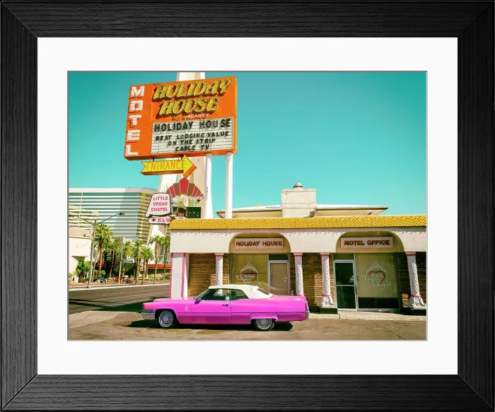 Framed Print : Holiday House Motel with Wedding Chappel included Famous Las Vegas Strip and Boulevard Las Vegas, Nevada, Clark County USA Framed Print : Holiday House Motel with Wedding Chappel included Famous Las Vegas Strip and Boulevard Las Vegas, Nevada, Clark County USA
