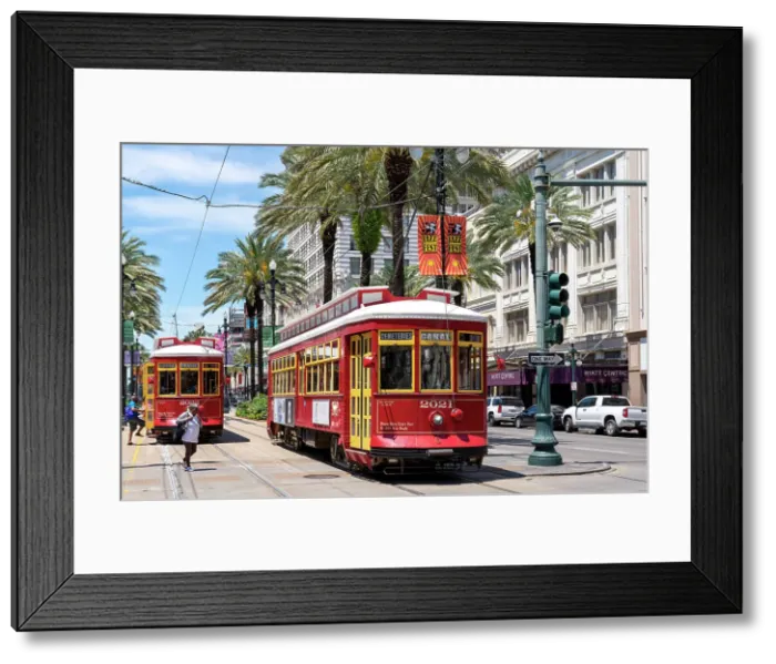 Framed Print : Canal Street Downtown with historic Streetcar, Tram, New Orleans, Louisiana, USA Framed Print : Canal Street Downtown with historic Streetcar, Tram, New Orleans, Louisiana, USA