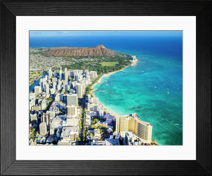Framed Print : Aerial, Helicopter Waikiki Beach and Diamond Head Crater Honolulu, Oahu, Hawaii, USAAloha Shirt Store, Waikiki Framed Print : Aerial, Helicopter Waikiki Beach and Diamond Head Crater Honolulu, Oahu, Hawaii, USAAloha Shirt Store, Waikiki