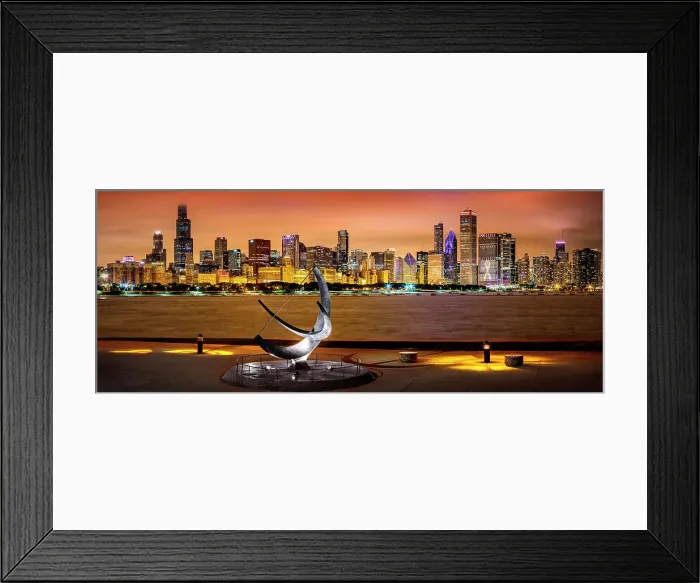 Framed Print : Downtown Chicago Skyline and Willis Tower at Adler Planetarium, Chicago, Illinois, Midwest, USA