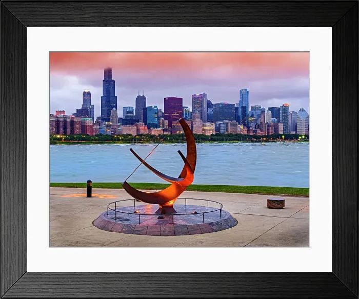 Framed Print : Downtown Chicago Skyline and Willis Tower at Adler Planetarium, Chicago, Illinois, Midwest, USA