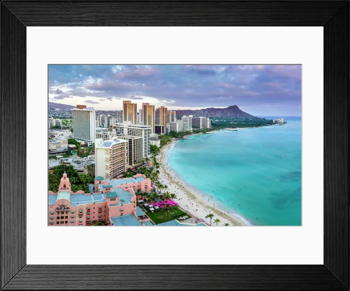 Framed Print : Waikiki Beach and Diamond Head Volcano Honolulu, Oahu, Hawaii, USA Framed Print : Waikiki Beach and Diamond Head Volcano Honolulu, Oahu, Hawaii, USA