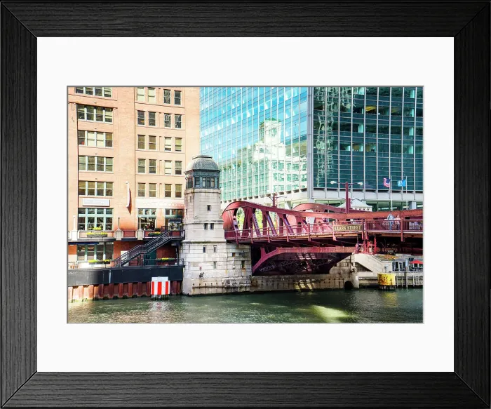 Framed Print : Chicago River and River walk, Clark Street Bridge Chicago, Illinois, Midwest, USA Framed Print : Chicago River and River walk, Clark Street Bridge Chicago, Illinois, Midwest, USA