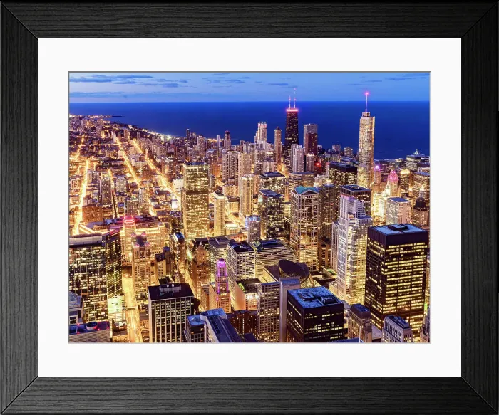 Framed Print : Downtown Chicago Skyline With views of Hancock Tower and Trump Tower, Lake Michigan, Chicago, Illinois, Midwest, USA Framed Print : Downtown Chicago Skyline With views of Hancock Tower and Trump Tower, Lake Michigan, Chicago, Illinois, Midwest, USA