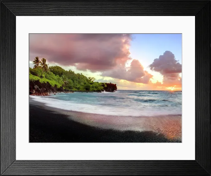 Framed Print : Blacksand Beach, Pailoa Bay, Waianapanapa State Park, Maui, Hawaii, USA Framed Print : Blacksand Beach, Pailoa Bay, Waianapanapa State Park, Maui, Hawaii, USA