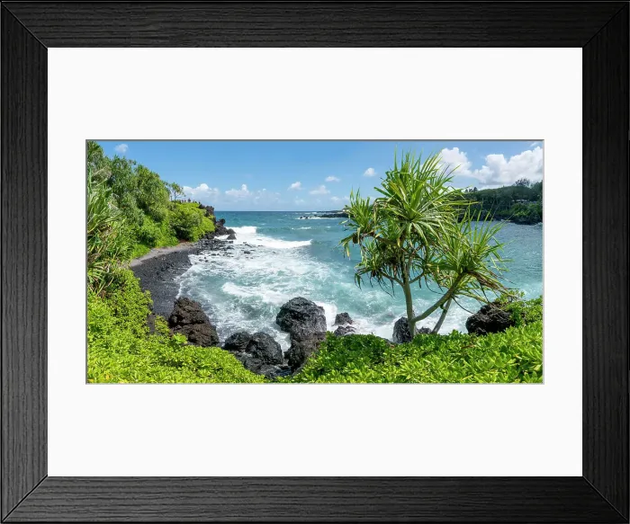 Framed Print : Blacksand Beach, Pailoa Bay, Waianapanapa State Park, Maui, Hawaii, USA Framed Print : Blacksand Beach, Pailoa Bay, Waianapanapa State Park, Maui, Hawaii, USA