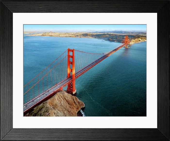 Framed Print : Aerial View of Golden Gate Bridge and Downtown, San Francisco, California, USA Framed Print : Aerial View of Golden Gate Bridge and Downtown, San Francisco, California, USA