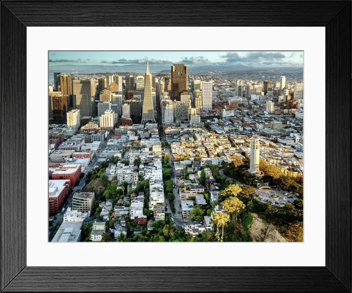 Framed Print : Aerial View of Downtown and Transamerica Building, Coit Tower San Francisco, California, USA Framed Print : Aerial View of Downtown and Transamerica Building, Coit Tower San Francisco, California, USA