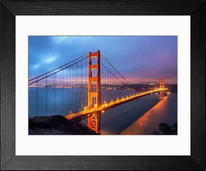 Framed Print : Golden Gate Bridge at night, San Francisco California, USA Framed Print : Golden Gate Bridge at night, San Francisco California, USA