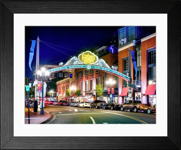 Framed Print : Gaslamp Quarter, San Diego, City, Pacific Coast, California, USA