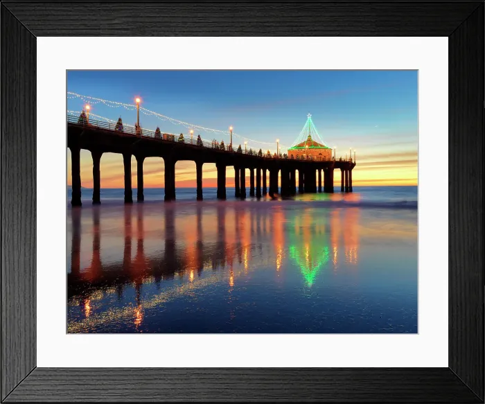 Framed Print : Manhattan Beach, Pier sunset Los Angeles, Southern California, USA