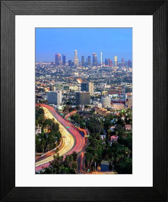 Framed Print : Downtown Skyline, Highway 1, City of Los Angeles, Southern California, USA