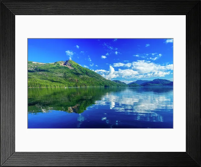 Framed Print : Summer clouds reflected in calm water, Stikine Strait, Alaska, USA Framed Print : Summer clouds reflected in calm water, Stikine Strait, Alaska, USA