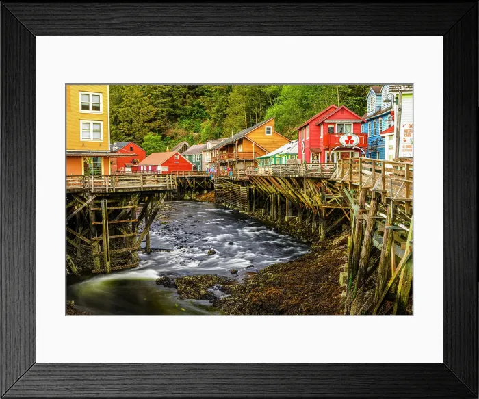 Framed Print : Ketchikan Creek at low tide. Creek Street National Historic District, Ketchikan, Alaska, USA