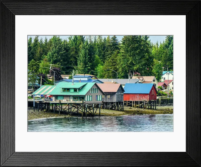 Framed Print : Waterfront buildings, Petersburg, Alaska, USA