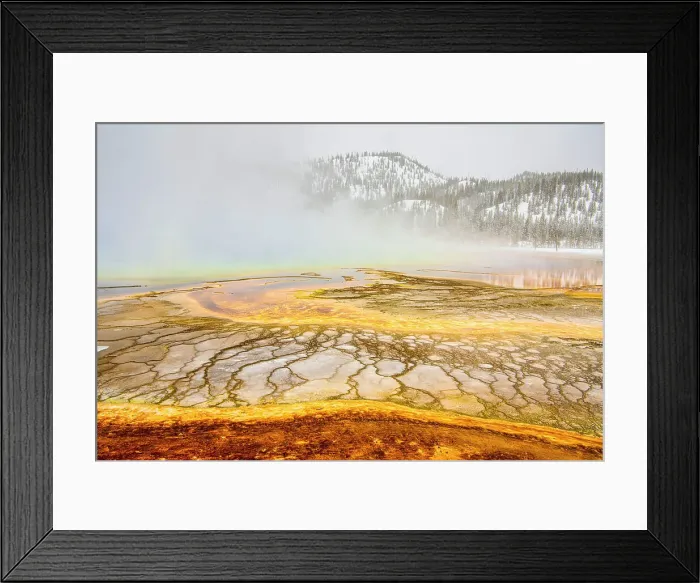 Framed Print : Grand Prismatic Spring thermal area in winter. Yellowstone National Park, Wyoming, USA