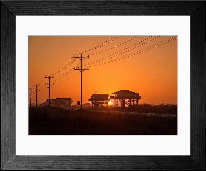 Framed Print : Houses on pillars along the Gulf of Mexico coast, Bolivar Penninsula, Texas, USA Framed Print : Houses on pillars along the Gulf of Mexico coast, Bolivar Penninsula, Texas, USA