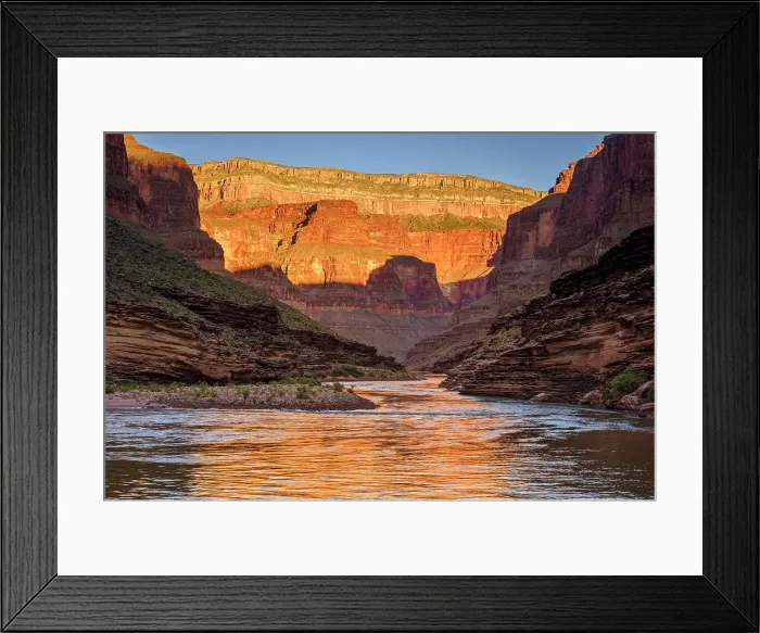 Framed Print : Dawn light reflecting off the Grand canyon walls into the Colorado River from Conquistador Isle (Mile 121), Grand Canyon National Park, Arizona, USA Framed Print : Dawn light reflecting off the Grand canyon walls into the Colorado River from Conquistador Isle (Mile 121), Grand Canyon National Park, Arizona, USA