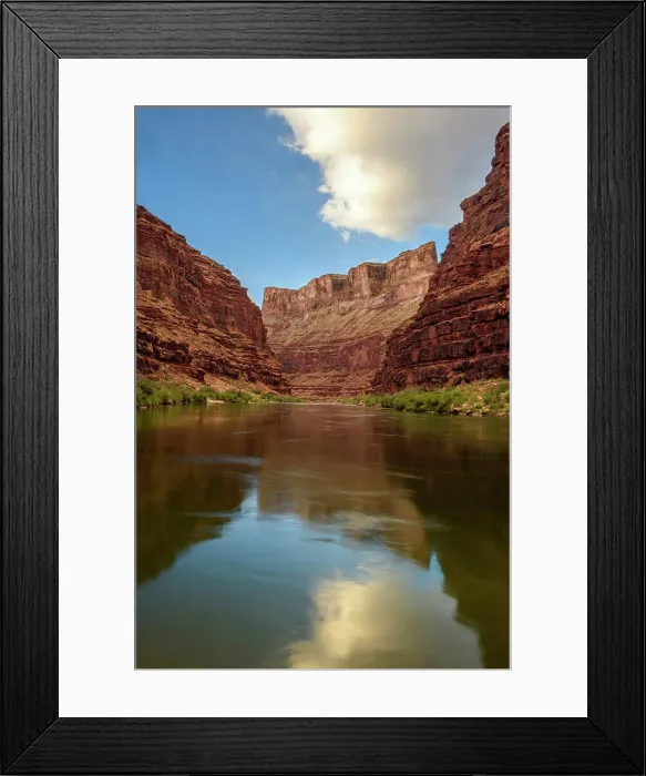 Framed Print : Grand Canyon cliff reflections in the Colorado River at daybreak (Georgie's Camp Mile 20), Grand Canyon National Park, Arizona, USA Framed Print : Grand Canyon cliff reflections in the Colorado River at daybreak (Georgie's Camp Mile 20), Grand Canyon National Park, Arizona, USA
