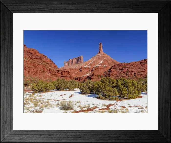 Framed Print : Castle Valley sandstones in winter, Castle Valley, Utah, USA
