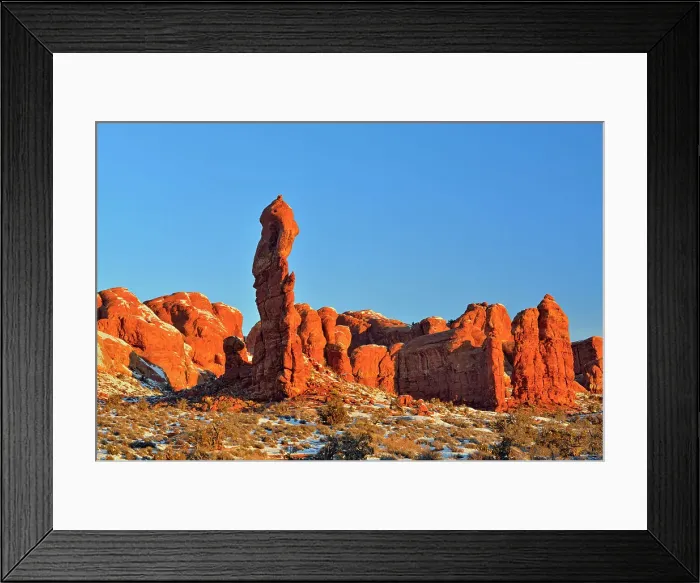 Framed Print : Sandstone pinnacles ina winter landscape, Arches National Park, Utah, USA Framed Print : Sandstone pinnacles ina winter landscape, Arches National Park, Utah, USA