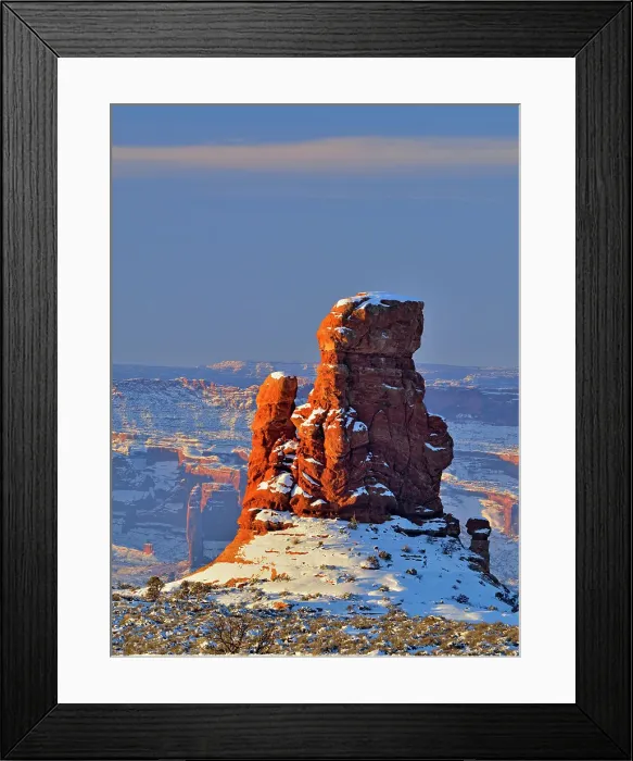 Framed Print : Sandstone pinnacles ina winter landscape, Arches National Park, Utah, USA