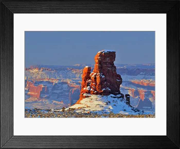 Framed Print : Sandstone pinnacles ina winter landscape, Arches National Park, Utah, USA Framed Print : Sandstone pinnacles ina winter landscape, Arches National Park, Utah, USA