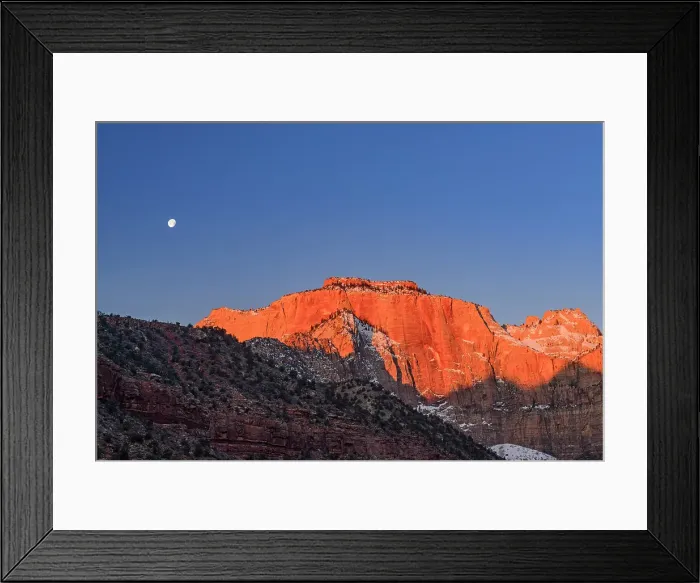 Framed Print : Alpenglow in Zion Canyon-Towers of the Virgin, Zion National Park, Utah, USA