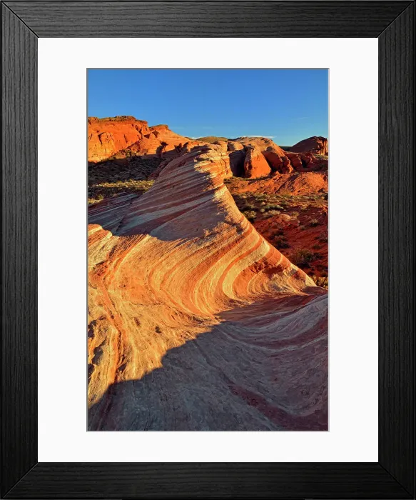 Framed Print : Weathered sandstones in the Fire Wave valley- the Fire Wave formation, Valley of Fire State Park, Nevada, USA Framed Print : Weathered sandstones in the Fire Wave valley- the Fire Wave formation, Valley of Fire State Park, Nevada, USA