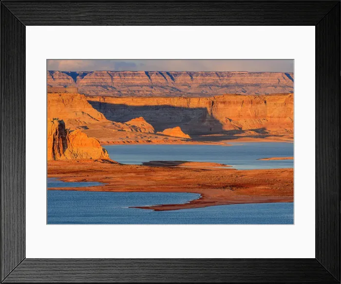 Framed Print : Rock formations surrounding Lake Powell near sunset, Page, Arizona, USA