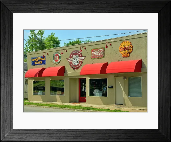 Framed Print : Historic logos on a storefront, Springfield, Missouri, USA Framed Print : Historic logos on a storefront, Springfield, Missouri, USA