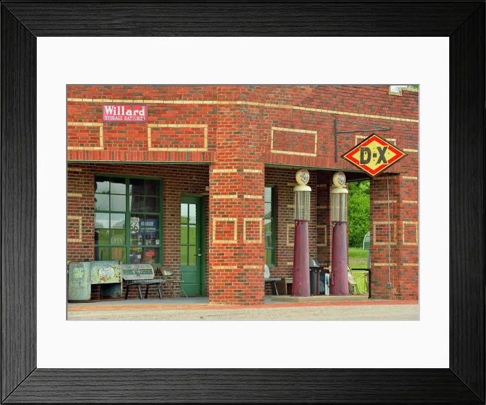 Framed Print : Route 66 tourist attraction- filling station museum, Warwick, Oklahoma, USA Framed Print : Route 66 tourist attraction- filling station museum, Warwick, Oklahoma, USA
