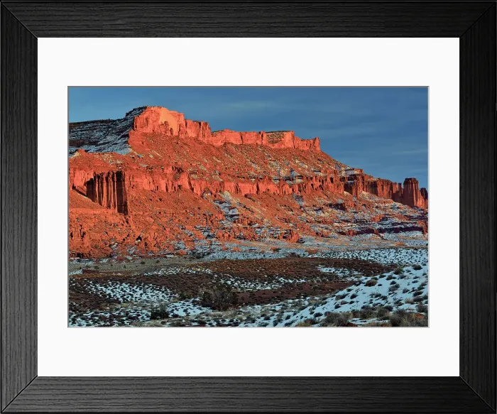 Framed Print : Red rock formations with snow in winter near sunset, Colordao Riverway Recreation Area, Utah, USA Framed Print : Red rock formations with snow in winter near sunset, Colordao Riverway Recreation Area, Utah, USA