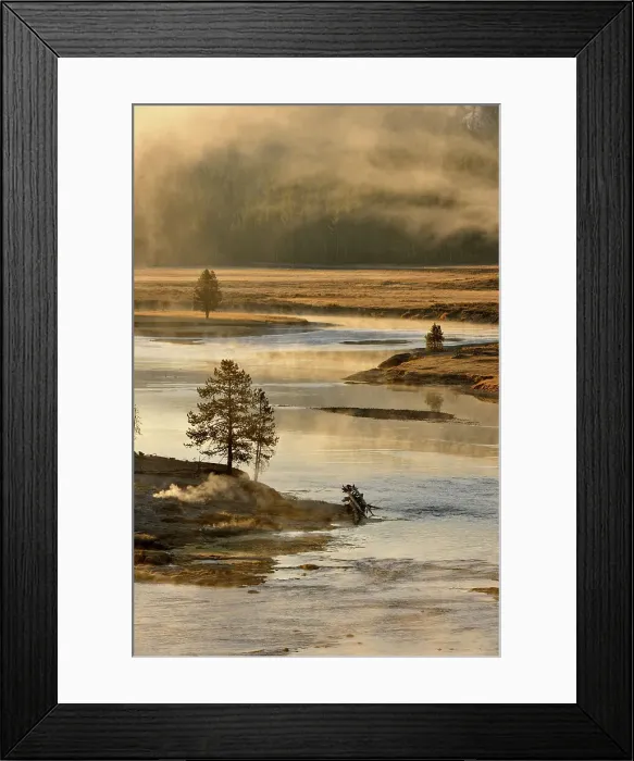 Framed Print : Morning mists on the Yellowstone River near the Mud Volcano, Yellowstone NP, Wyoming, USA Framed Print : Morning mists on the Yellowstone River near the Mud Volcano, Yellowstone NP, Wyoming, USA