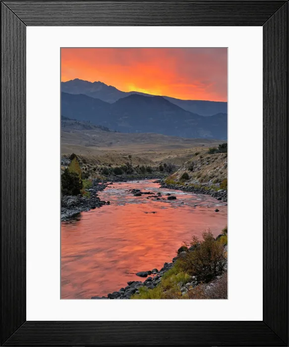 Framed Print : Sunset reflections in the Yellowstone River, Gardiner, Montana, USA Framed Print : Sunset reflections in the Yellowstone River, Gardiner, Montana, USA