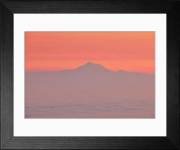 Framed Print : Sunrise skies over the Strait of Juan de Fuca, with the North Cascade Range and Mt. Baker, Olympic National Park, Washington, USA