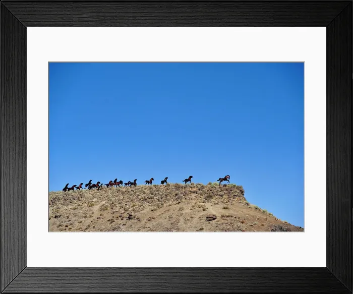 Framed Print : Metal sculpture Grandfather Cuts Loose the Ponies Wild horses on a bluff overlooking I90 mby David Govedare, Vantage, WA, USA Framed Print : Metal sculpture Grandfather Cuts Loose the Ponies Wild horses on a bluff overlooking I90 mby David Govedare, Vantage, WA, USA