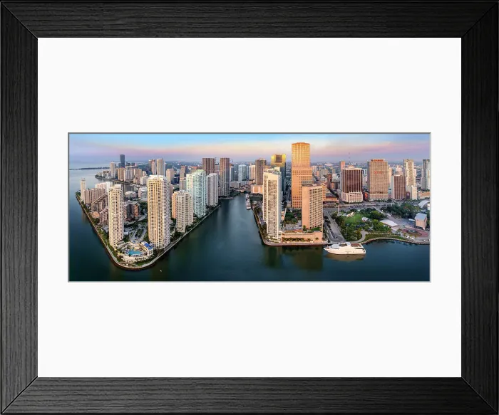 Framed Print : Brickell Key, Downtown Miami and Four Seasons Hotel sunrise Miami, Florida, USA