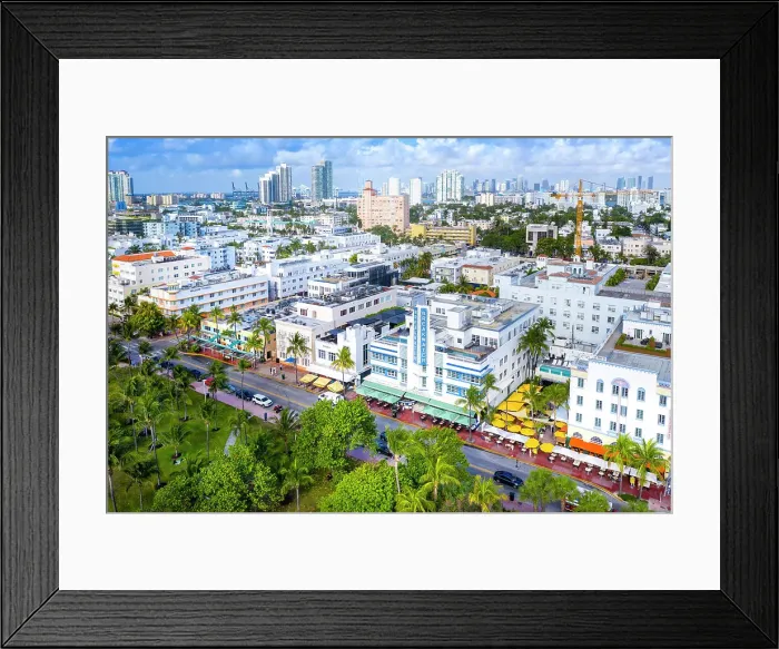 Framed Print : Aerial View of South Beach & Ocean Drive, Miami, Florida, USA Framed Print : Aerial View of South Beach & Ocean Drive, Miami, Florida, USA