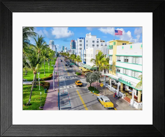 Framed Print : Aerial View of South Beach & Ocean Drive, Miami, Florida, USA Framed Print : Aerial View of South Beach & Ocean Drive, Miami, Florida, USA