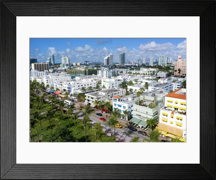 Framed Print : Aerial View of South Beach & Ocean Drive, Miami, Florida, USA Framed Print : Aerial View of South Beach & Ocean Drive, Miami, Florida, USA