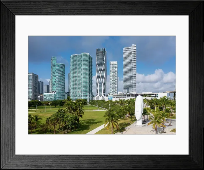 Framed Print : Aerial View of Skyline Downtown Miami, Maurice A.Ferre Park Miami City, South Florida, USA Framed Print : Aerial View of Skyline Downtown Miami, Maurice A.Ferre Park Miami City, South Florida, USA