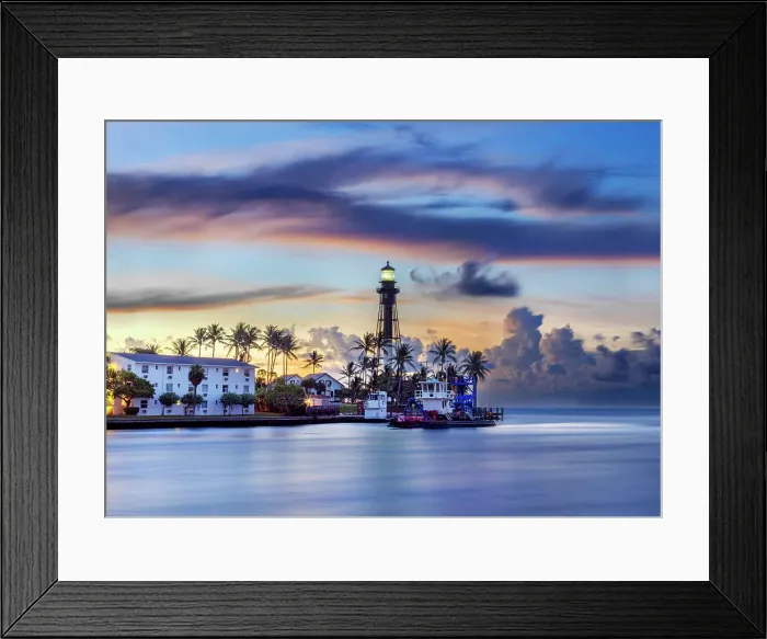 Framed Print : Hillsboro Lighthouse, Hillsboro Inlet, sunrise Pompano Beach, Florida, USA