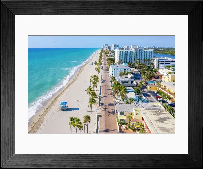 Framed Print : Aerial View of Hollywood Beach Hollywood Beach Broadwalk Hollywood, Broward, Florida, USA