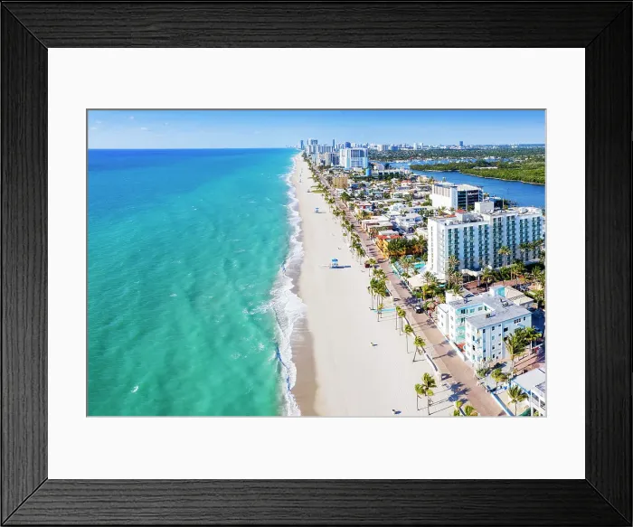 Framed Print : Aerial View of Hollywood Beach Hollywood Beach Broadwalk Hollywood, Broward, Florida, USA